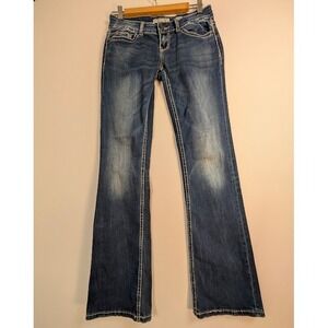 Buckle BKE Stella Jeans Womens 26L (30x31.5) Blue Bootcut Low-Rise Thick Stitch